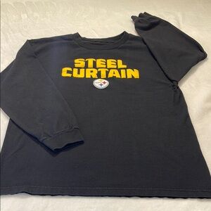 PITTSBURGH STEELERS FOOTBALL Steel Curtain Black Long Sleeve Shirt MENS …